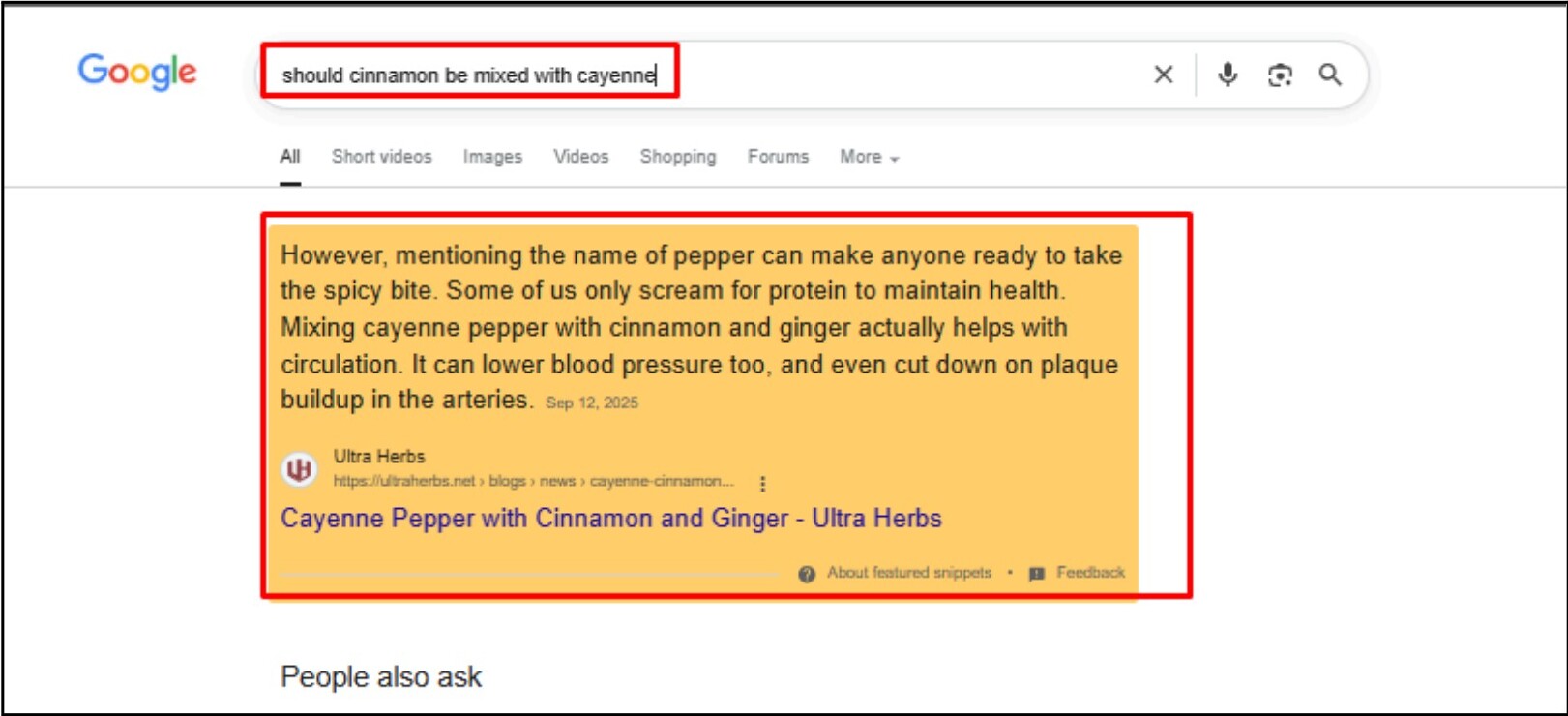 Featured snippet , health & wellness